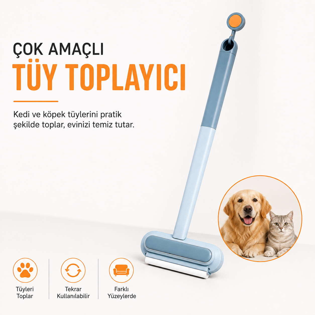 Çok Amaçlı Kedi & Köpek Tüy Toplayıcı